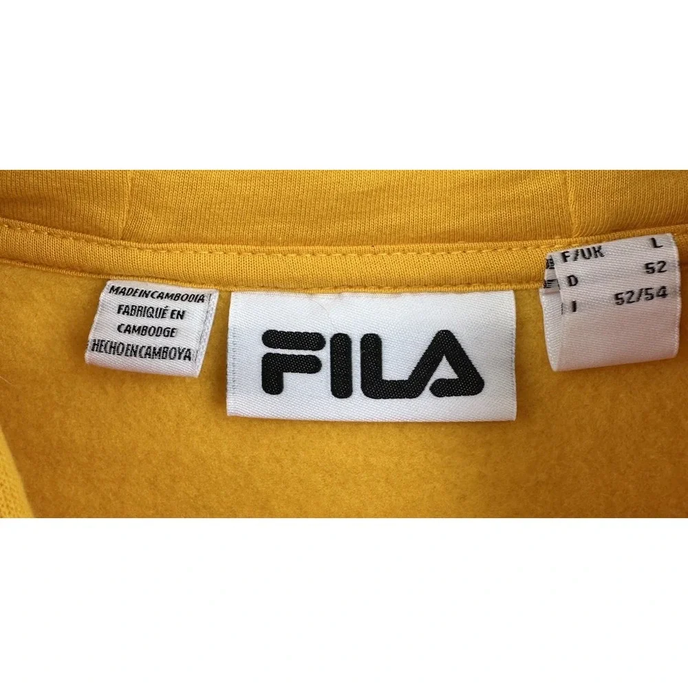 FILA Yellow Sweatshirt‎ Hoodie Kangaroo Pocket Logo Pullover Athletic Medium